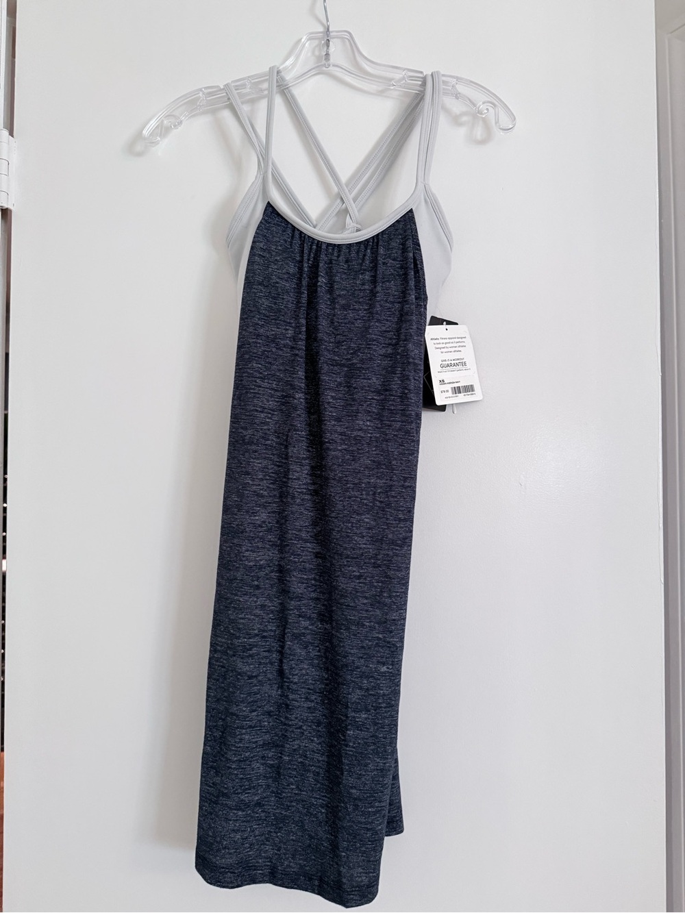 Athleta Hidden Agenda Navy Top with Charcoal Heather Detail